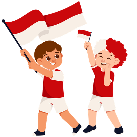 Boys Indonesian Sport Supporters  Illustration