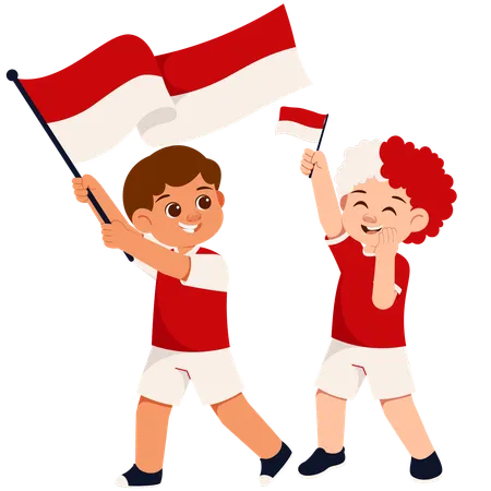 Boys Indonesian Sport Supporters  Illustration