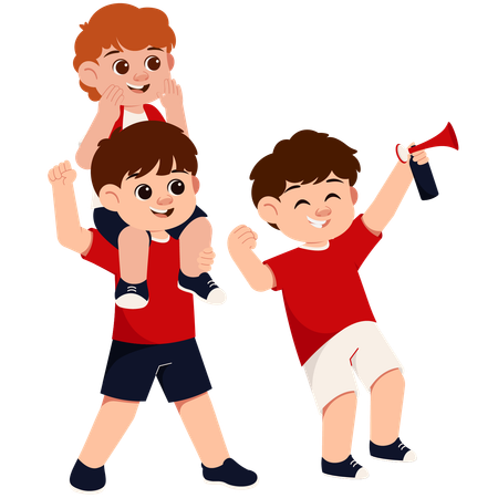 Boys Indonesian Sport Supporters  Illustration