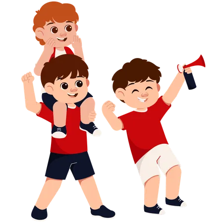 Boys Indonesian Sport Supporters  Illustration