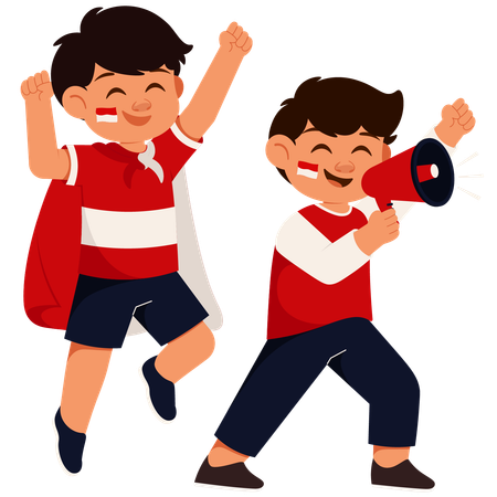 Boys Indonesian Sport Supporters  Illustration