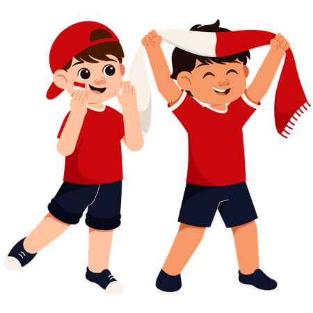 Boys Indonesian Sport Supporters  Illustration