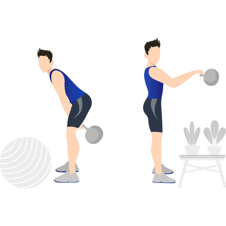 Boys lifting weights for fitness  Illustration