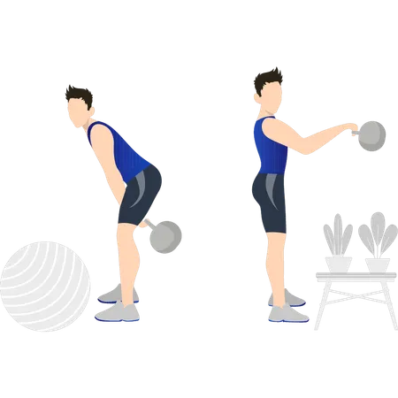 Boys lifting weights for fitness Illustration