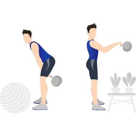 Boys lifting weights for fitness  Illustration