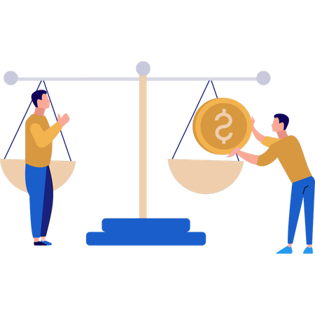 Boys measuring business value  Illustration
