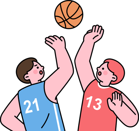 バスケットボールをする少年たち  イラスト