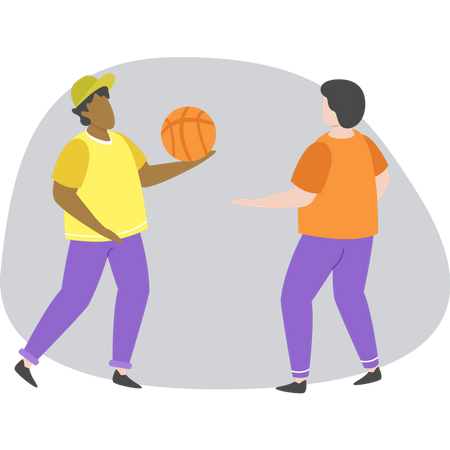 Boys playing basketball Illustration