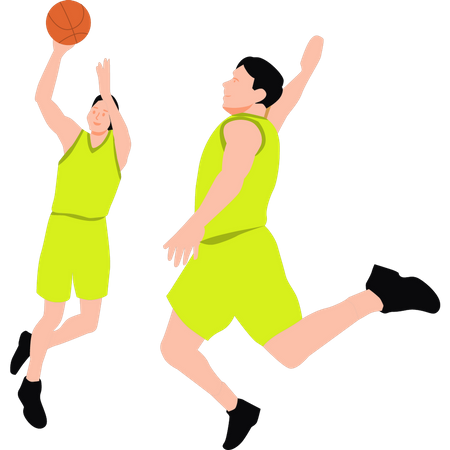 Boys playing basketball Illustration
