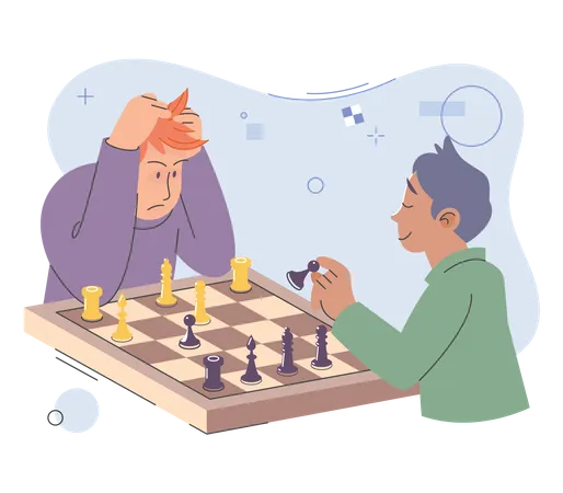 Boys playing chess  Illustration