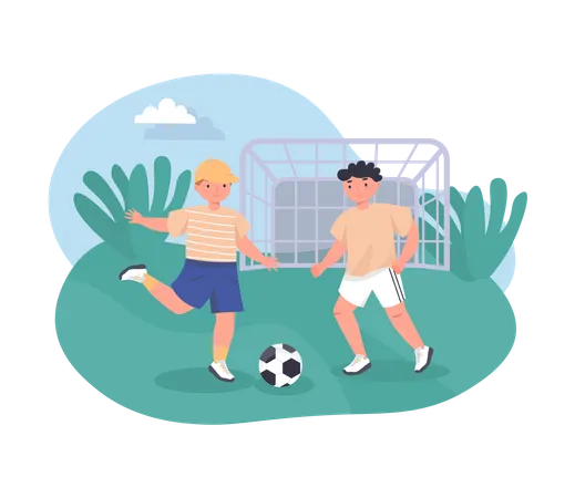 Boys playing football Illustration