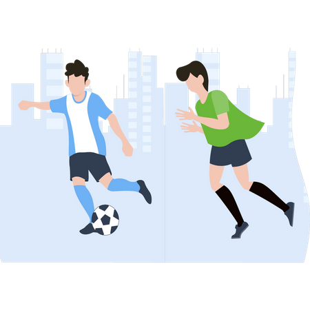 Boys playing football  Illustration