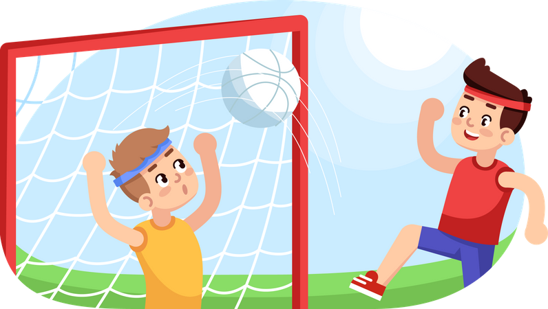 Boys playing football  Illustration