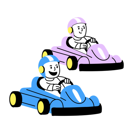 Boys playing Kart race  Illustration