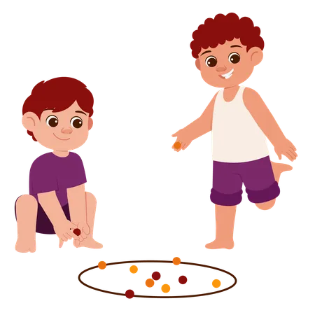 Boys playing marbles  Illustration