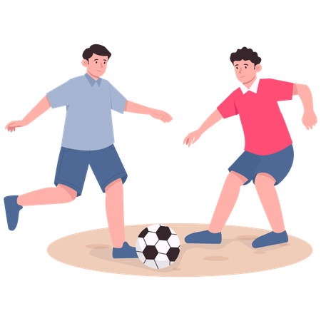 Boys Playing Soccer  Illustration