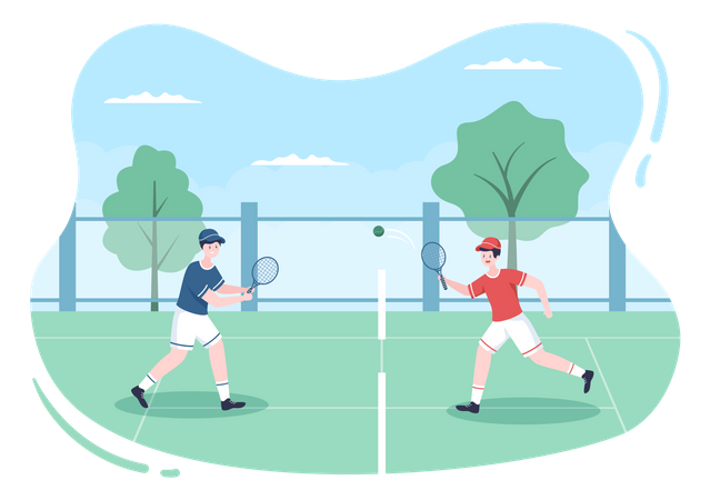 Boys playing tennis  Illustration