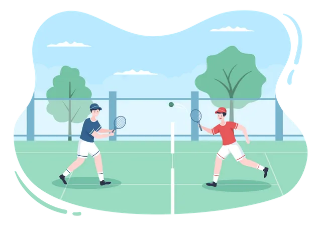 Boys playing tennis Illustration