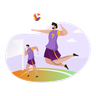 playing volleyball illustration free download