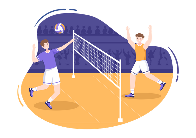 Boys playing volleyball  Illustration