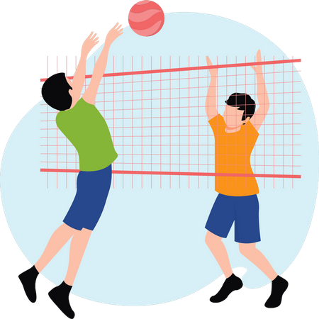 Boys playing volleyball  Illustration