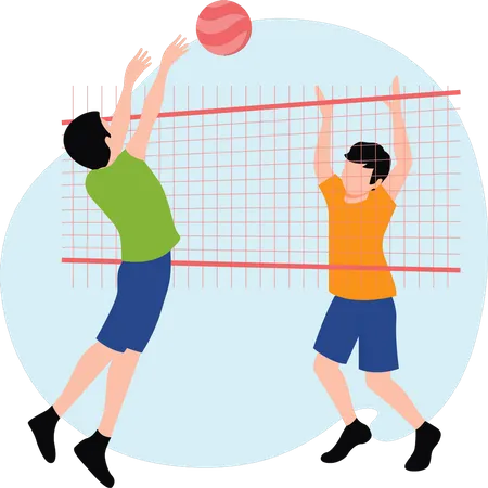 Boys playing volleyball  Illustration