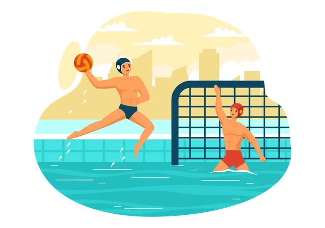 Boys playing Water Polo Sport  Illustration