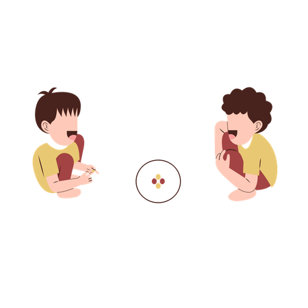 Boys playing with marbles  Illustration