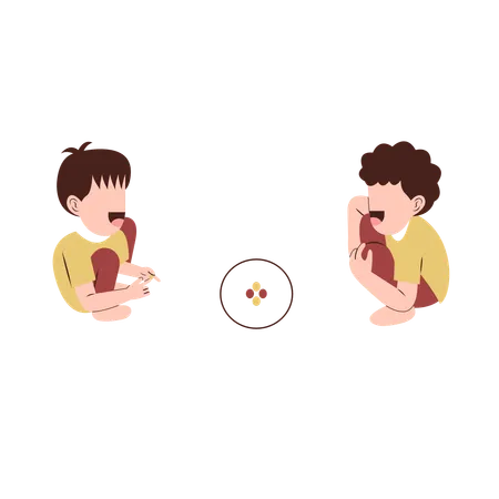 Boys playing with marbles  Illustration