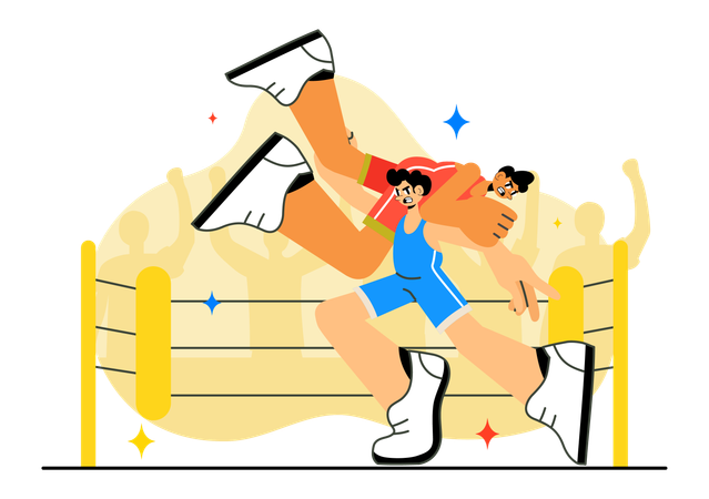 Boys playing wrestling sports  Illustration