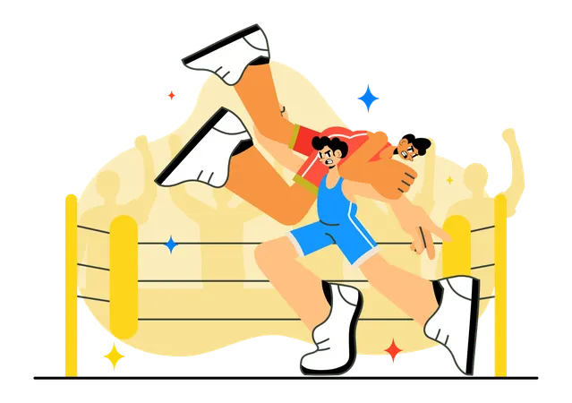 Boys playing wrestling sports  Illustration