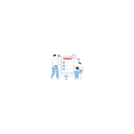 Boys Pointing Business Checklist  Illustration