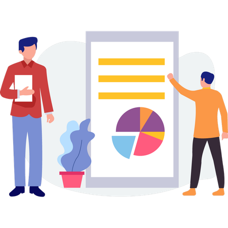 Boys presenting graph chart  Illustration