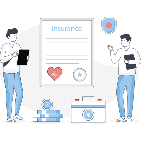 Boys presenting medical insurance  Illustration