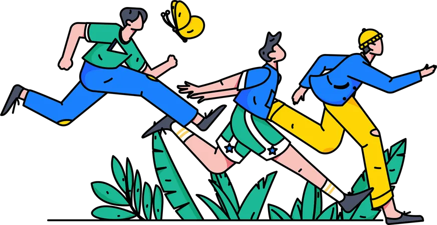 Boys running for exercise  Illustration