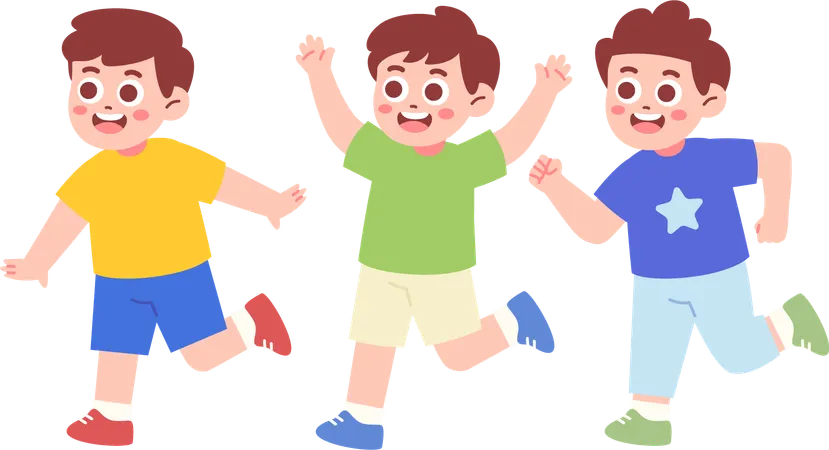 Boys Running in race  Illustration