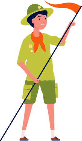 Boys scout holding flag  Illustration