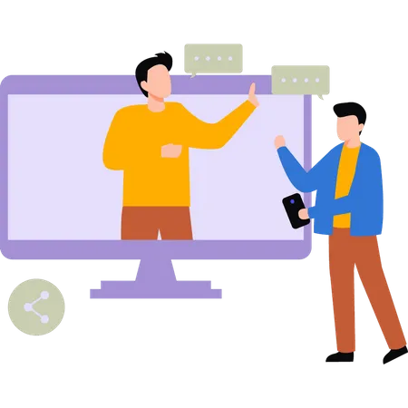 Boys talking on video call  Illustration