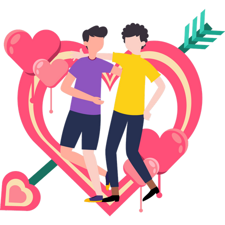 Boys walking  Illustration