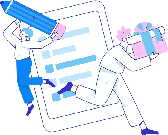 Boys with Customer Feedback System  Illustration