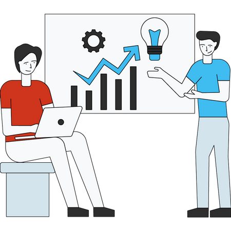 Boys working on growth analysis  Illustration