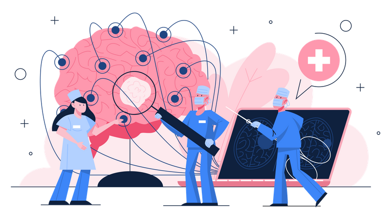 Brain cancer examination  Illustration