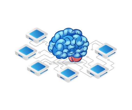 Brain center network Illustration