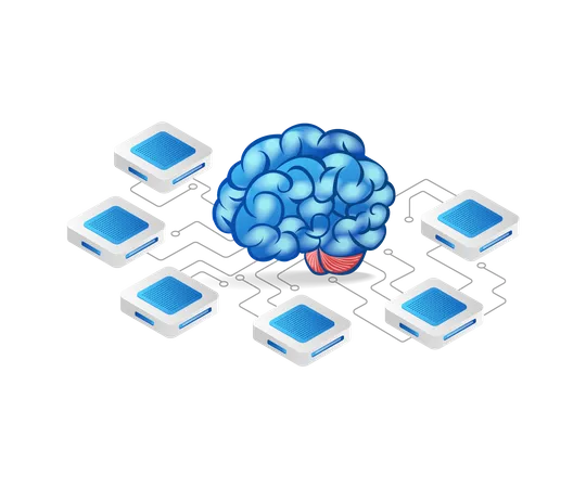 Brain center network Illustration