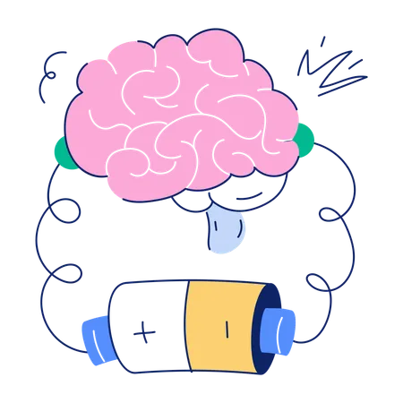 Get This Drawing Mini Illustration Of Brain Charging Illustration