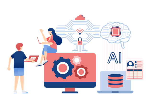 相互接続されたユーザーのための脳チップ  イラスト