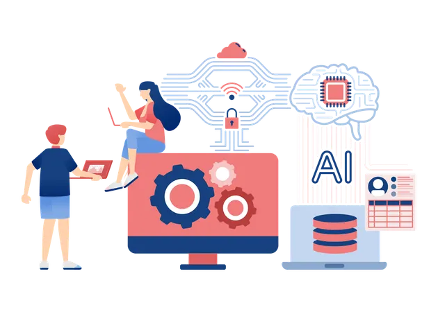 相互接続されたユーザーのための脳チップ  イラスト
