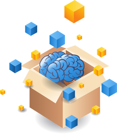 Brain coming out of cardboard  Illustration