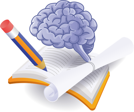 Brain intelligence reading school textbooks  Illustration