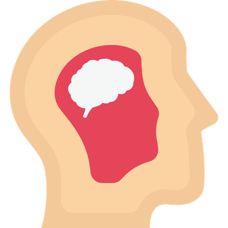 Brain searching with head  Illustration